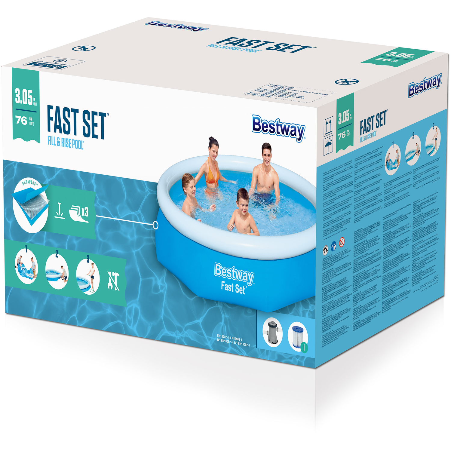 BESTWAY - Piscina fuori terra gonfiabile Fast Set - altezza 76cm diametro 305cm